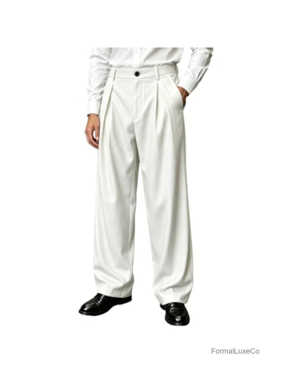 Men's Pleated Baggy Wide Leg Dress Pants Business Casual Slacks